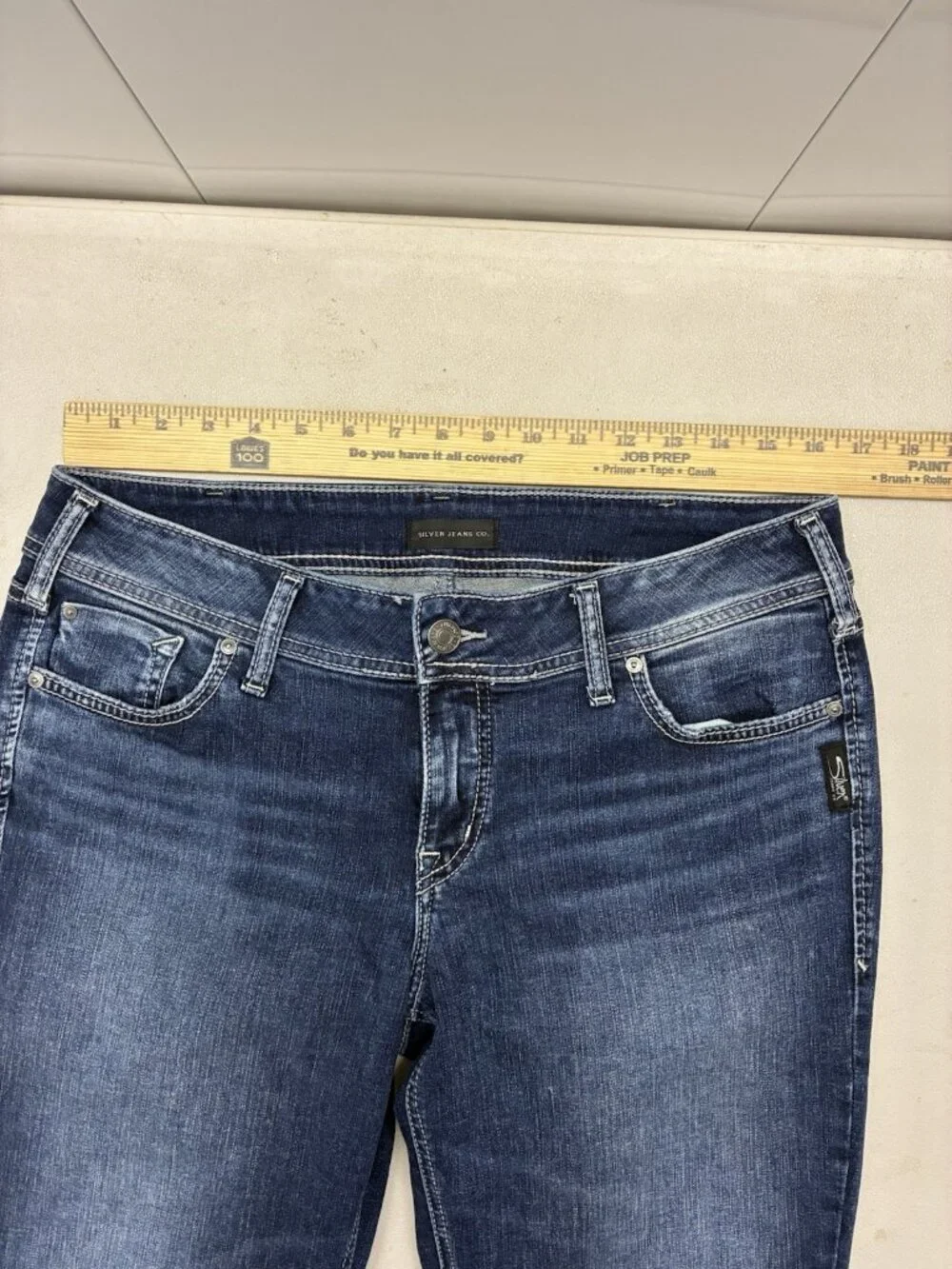 Silver Jeans Co. Elyse Women's W31/L33 Medium Wash Slim Boot Distressed Stretch - Picture 9 of 12